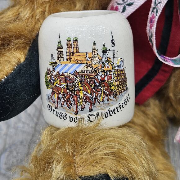 Hermann Oktoberfest Bear 75th Birthday Stuffed Jointed Musical 3030 Mohair Stein - Picture 3 of 10
